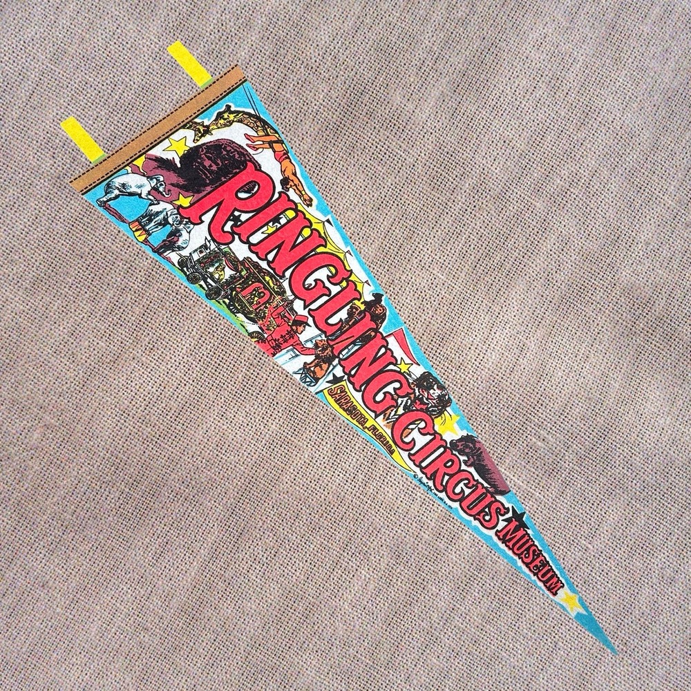 60s Vintage Ringling Bros Circus Museum Sarasota FL Pennant Souvenir